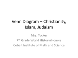Venn Diagram * Christianity, Islam, Judaism