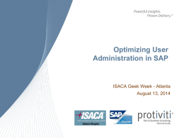 Optimizing User Administration in SAP -ISACA ATL Chapter (8