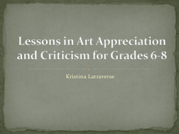 Lessons in Art Appreciation and Criticism for Grades 6-8