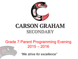 Grade 7-8 Parent Programming Presentation 2015