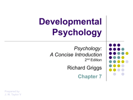 Griggs Chapter 7: Developmental Psychology