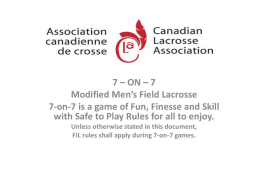 7-on-7 Men`s Field Lacrosse - Canadian Lacrosse Association