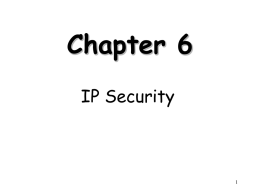 Chapter 6: Internet Protocol Security