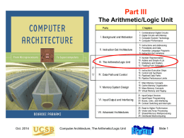 Computer Architecture, Part 3 - University of California, Santa Barbara