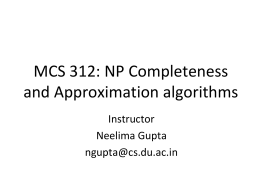 Lecture 12 - 3-D Matching Problem