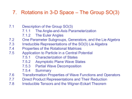 7. Rotations in Three-Dimensional Space -- The Group SO(3)