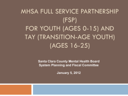 FSP * Presentation to MHB by County FSP Program (Ages: Youth 0