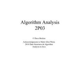 Algorithm Analysis 2P03