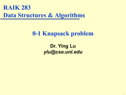 0-1 Knapsack problem