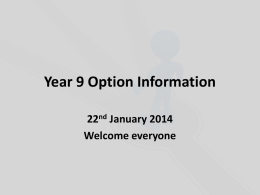 Year 9 Option Choices - Wyedean School and Sixth Form Centre