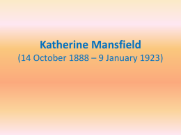 Katherine Mansfield (14 October 1888 * 9 January 1923)