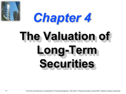 Chapter 4 -- The Valuation of Long-Term Securities