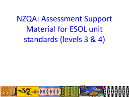 NZQA: Assessment resource materials level 3 & 4 - ESOL