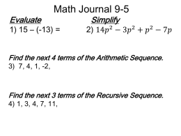 Unit 2 Day 4: Sequences as Functions