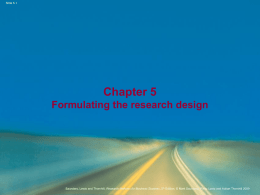 Chapter 5 Formulating the research design