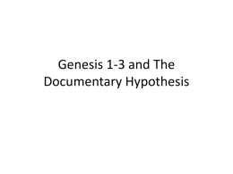 Genesis 1-3 and The Documentary Hypothesis
