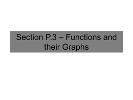 Section P.3 * Functions and their Graphs