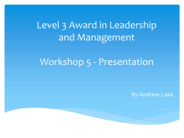 Level 3 Award in Leadership and Management Workshop 5