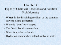 CHAPTER 4 Types of Chemical Reactions and Solution Stoichiometry