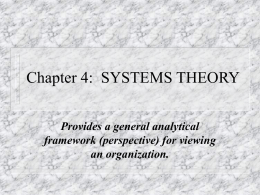 Chapter 4: SYSTEMS THEORY