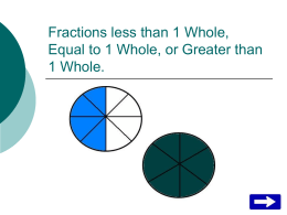 Fractions less than 1 Whole, Equal to 1 Whole, or Greater than 1