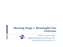 Meeting Stage 1 Meaningful Use Criterion