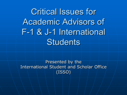 Critical Issues for Academic Advisors of F
