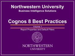 Cognos 8 Best Practices