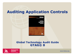 Overview of GTAG-8 on Auditing Application Controls