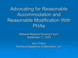 Advocating for Reasonable Accommodation and