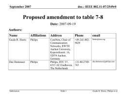 Proposed amendment to table 7-8 Date - Mentor
