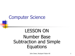 Number Base Arithmetic Lesson 2
