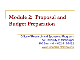 Module 2: Proposal and Budget Preparation