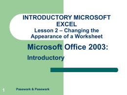 UNIT 3 – EXCEL Lesson 2 – Changing the Appearance of a