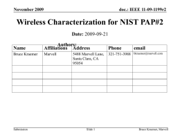 Overview of NIST PAP#2