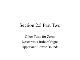 Section 2.5 Part 2 Other tests for Zeros