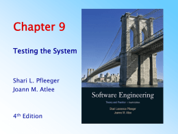Chapter 9 - Testing the System