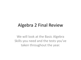 Algebra 2 Final Review