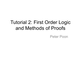 Tutorial 2: First Order Logic and Method of Proof