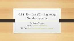 CS 1150 * Lab #2 * Exploring Number Systems