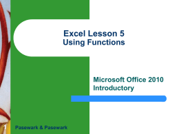 Excel Lesson 5 Using Functions