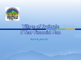 Village of Fruitvale 5 Year Financial Plan