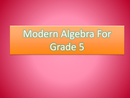Modern Algebra For Grade 5