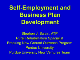 Self-Employment and Business Plan Development
