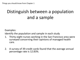Distinguish between a population and a sample