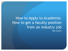 Pathways for getting a faculty position