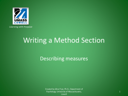Writing a Method Section - University of Massachusetts Lowell