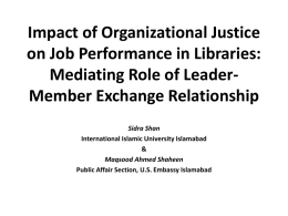 Impact of Organizational Justice on Job Performance in Libraries