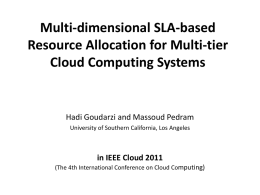 Multi-dimensional SLA-based Resource Allocation for Multi