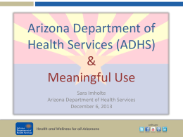 Arizona Department of Health Services & Meaningful Use